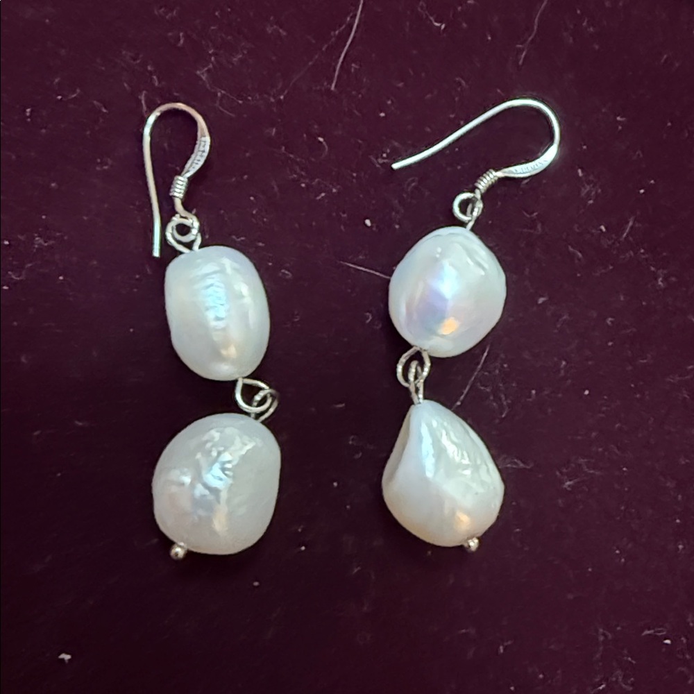 Elegant White Pearl Drop Earrings